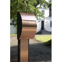 Brievenbus Allux 7000 zwart met koperen front
