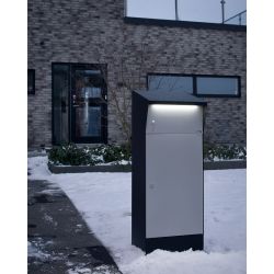Pakketbrievenbus met LED-verlichting Allux Bjørn - zwart/grijs