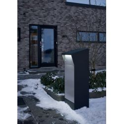 Pakketbrievenbus met LED-verlichting Allux Bjørn - zwart/grijs