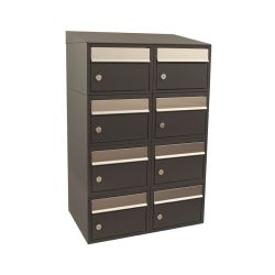 Brievenbusunit Brickset wand 2-breed 4-hoog met dak - antraciet