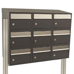 Brievenbusunit Brickset met statief 3-breed 3-hoog met dak - antraciet