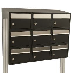 Brievenbusunit Brickset met statief 3-breed 3-hoog met dak - zwart