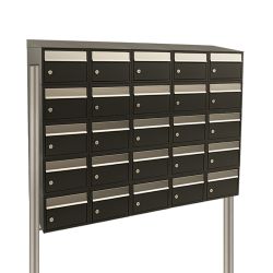 Brievenbusunit Brickset met statief 5-breed 5-hoog met dak - zwart