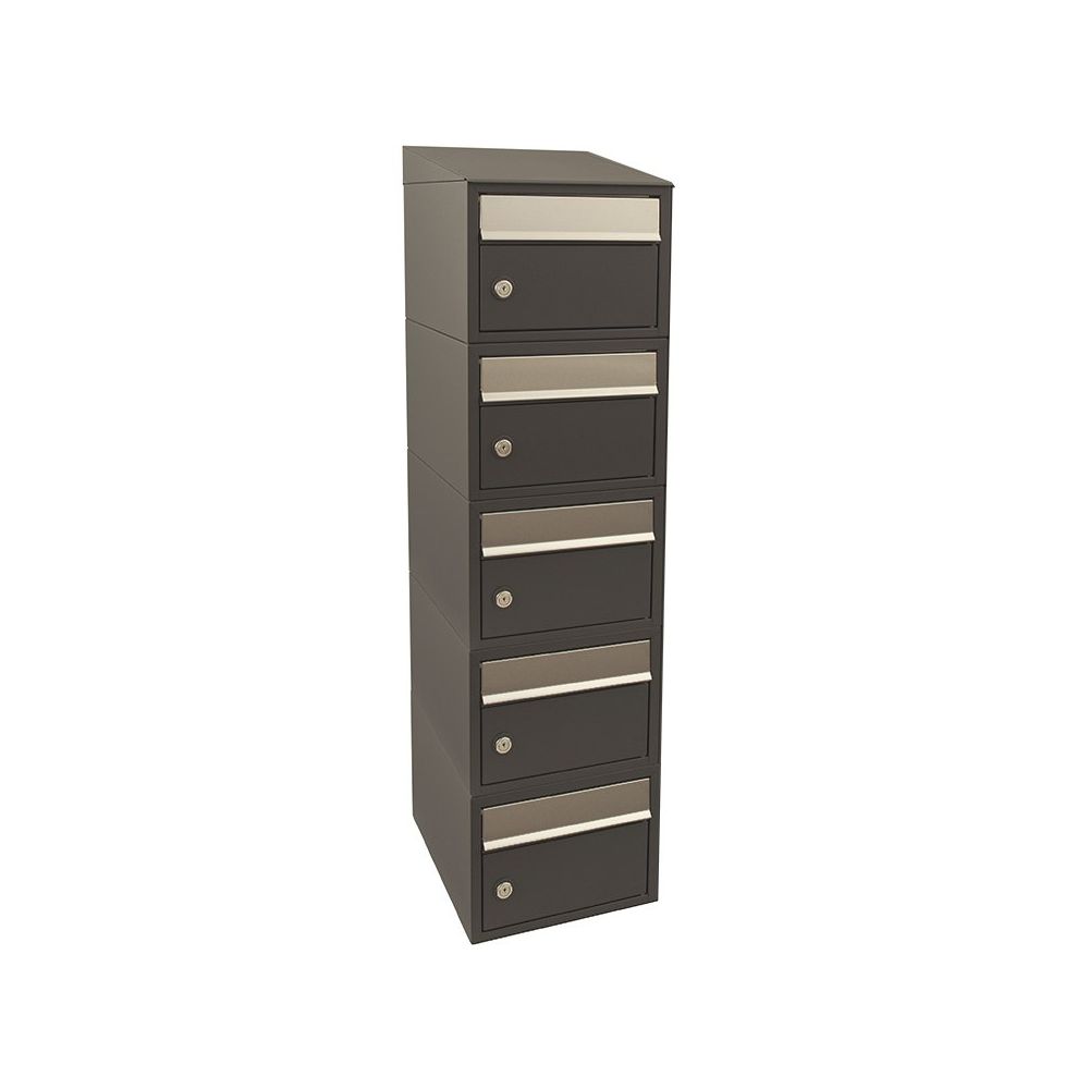 Brievenbusunit Brickset wand 5-hoog met dak - antraciet