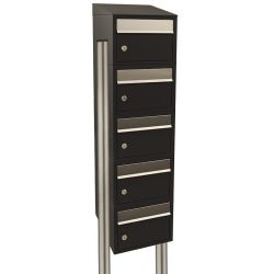 Brievenbusunit Brickset met statief 5-hoog met dak - zwart