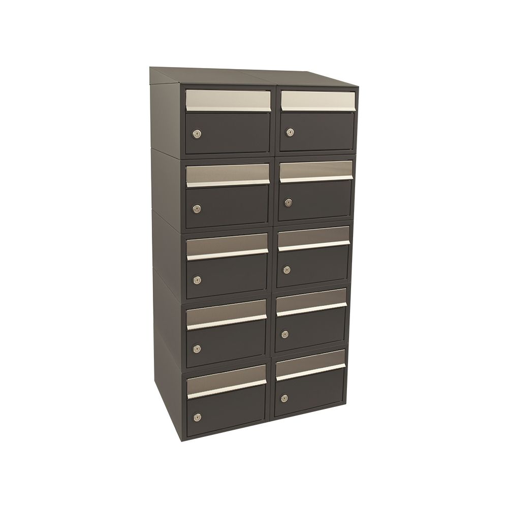 Brievenbusunit Brickset wand 2-breed 5-hoog met dak - antraciet