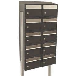 Brievenbusunit Brickset met statief 2-breed 5-hoog met dak - antraciet