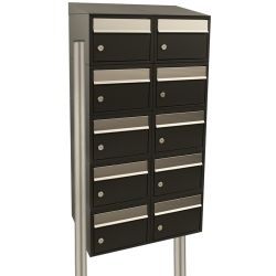Brievenbusunit Brickset met statief 2-breed 5-hoog met dak - zwart