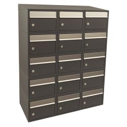 Brievenbusunit Brickset wand 3-breed 5-hoog met dak - antraciet