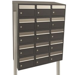 Brievenbusunit Brickset met statief 3-breed 5-hoog met dak - antraciet