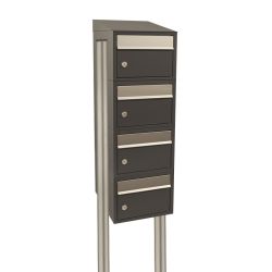 Brievenbusunit Brickset met statief 4-hoog met dak - antraciet