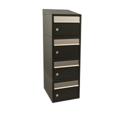 Brievenbusunit Brickset wand 4-hoog met dak - zwart