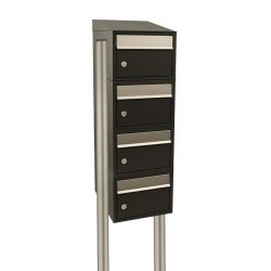 Brievenbusunit Brickset met statief 4-hoog met dak - zwart