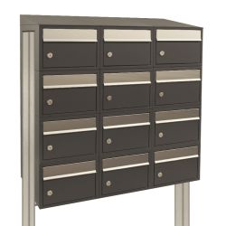 Brievenbusunit Brickset met statief 3-breed 4-hoog met dak - antraciet