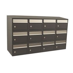Brievenbusunit Brickset wand 4-breed 3-hoog met dak - antraciet