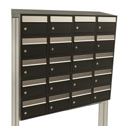 Brievenbusunit Brickset met statief 4-breed 5-hoog met dak - zwart