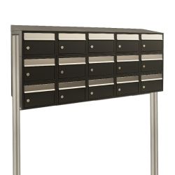 Brievenbusunit Brickset met statief 5-breed 3-hoog met dak - zwart
