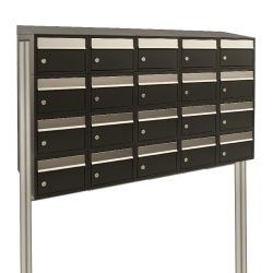 Brievenbusunit Brickset met statief 5-breed 4-hoog met dak - zwart