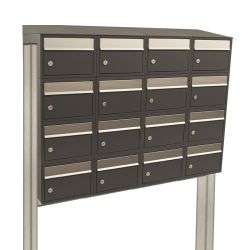 Brievenbusunit Brickset met statief 4-breed 4-hoog met dak - antraciet