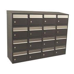 Brievenbusunit Brickset wand 4-breed 4-hoog met dak - antraciet