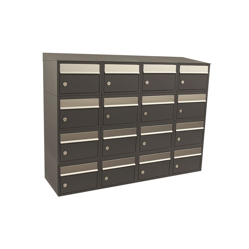 Brievenbusunit Brickset wand 4-breed 4-hoog met dak - antraciet