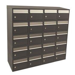 Brievenbusunit Brickset wand 4-breed 5-hoog met dak - antraciet