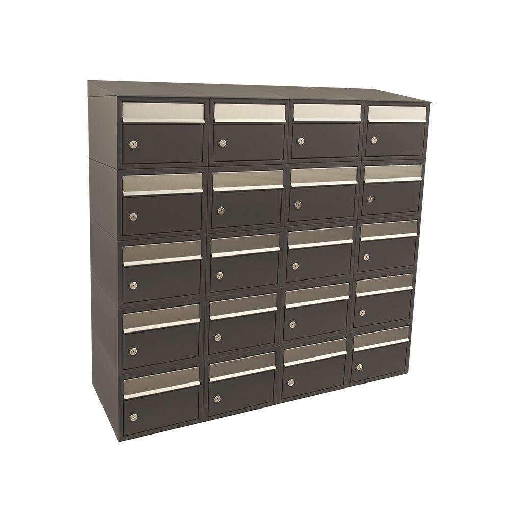 Brievenbusunit Brickset wand 4-breed 5-hoog met dak - antraciet