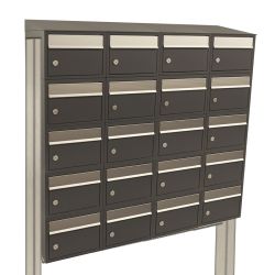 Brievenbusunit Brickset met statief 4-breed 5-hoog met dak - antraciet