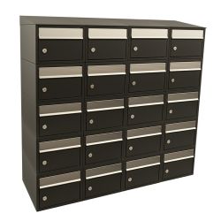 Brievenbusunit Brickset 4-breed 5-hoog met dak - zwart