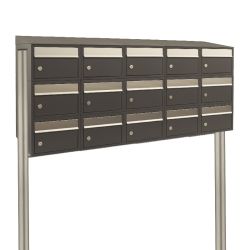 Brievenbusunit Brickset met statief 5-breed 3-hoog met dak - antraciet