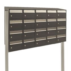Brievenbusunit Brickset met statief 5-breed 4-hoog met dak - antraciet