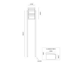 Brievenbusunit Brickset met statief 2-hoog met dak - antraciet