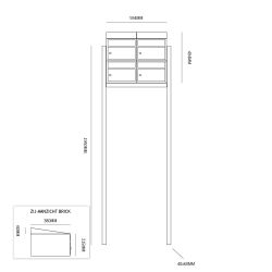Brievenbusunit Brickset met statief 2-breed 2-hoog met dak - antraciet