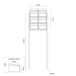 Brievenbusunit Brickset met statief 2-breed 3-hoog met dak - antraciet