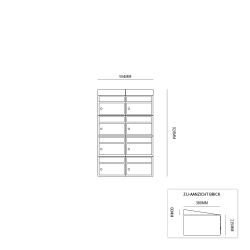 Brievenbusunit Brickset wand 2-breed 3-hoog met dak - antraciet