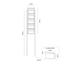 Brievenbusunit Brickset met statief 3-hoog met dak - zwart