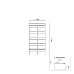 Brievenbusunit Brickset wand 2-breed 4-hoog met dak - zwart
