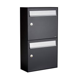 Brievenbusunit Flow set wand 2-hoog - zwart