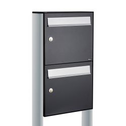 Brievenbusunit Flow set vrijstaand 2-hoog - zwart