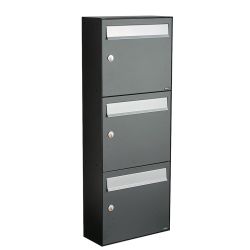 Brievenbusunit Flow set wand 3-hoog - antraciet