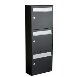 Brievenbusunit Flow set wand 3-hoog - zwart