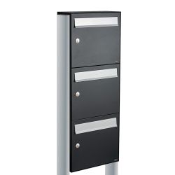 Brievenbusunit Flow set vrijstaand 3-hoog - zwart