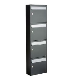 Brievenbusunit Flow set wand 4-hoog - antraciet