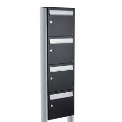 Brievenbusunit Flow set vrijstaand 4-hoog - zwart