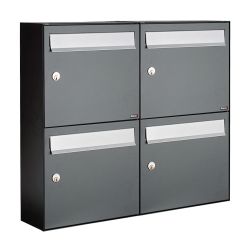 Brievenbusunit Flow set wand 2-breed, 2-hoog - antraciet