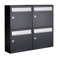 Brievenbusunit Flow set wand 2-breed, 2-hoog - zwart