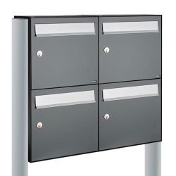Brievenbusunit Flow set vrijstaand 2-breed, 2-hoog - antraciet