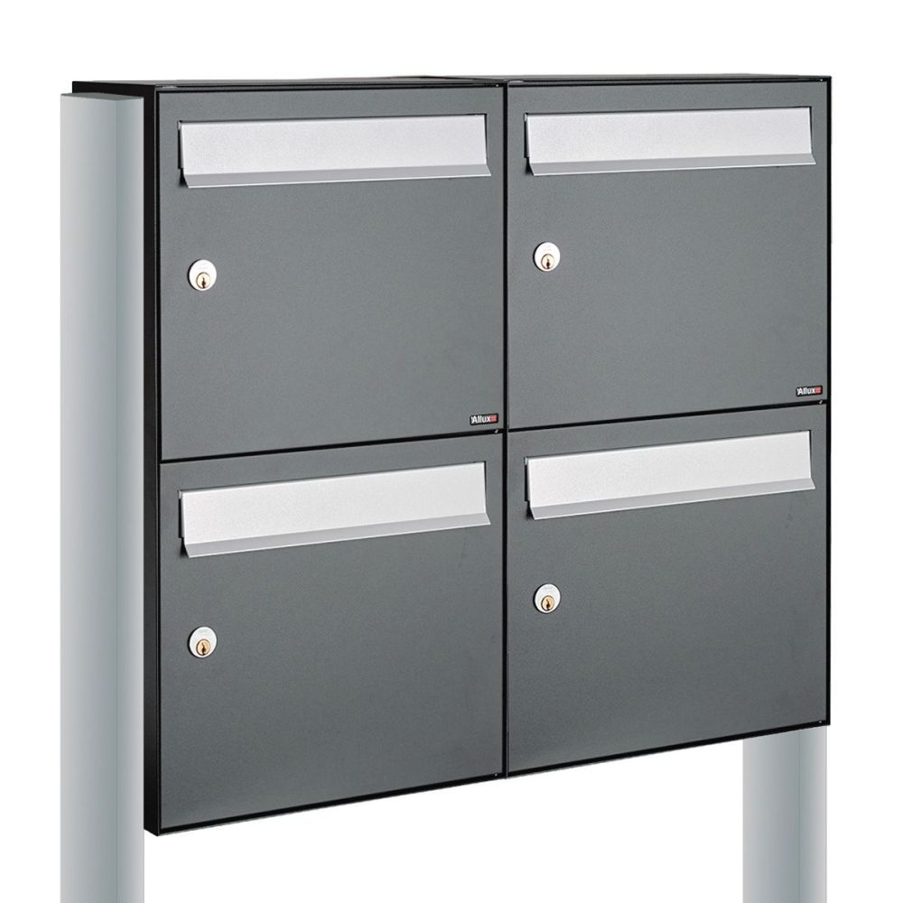 Brievenbusunit Flow set vrijstaand 2-breed, 2-hoog - antraciet