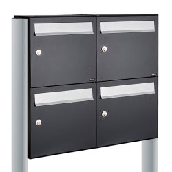 Brievenbusunit Flow set vrijstaand 2-breed, 2-hoog - zwart