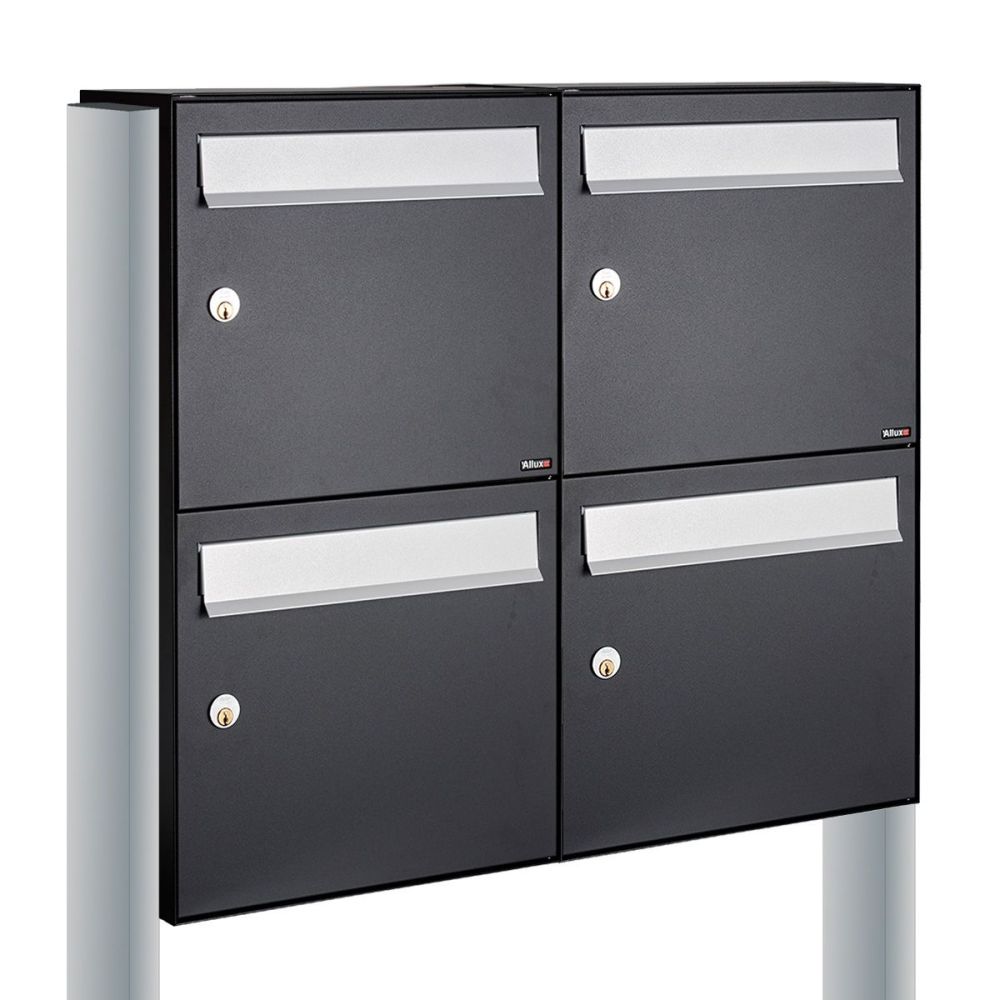 Brievenbusunit Flow set vrijstaand 2-breed, 2-hoog - zwart